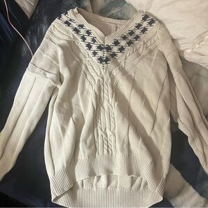 Jackson Rowe Cream and Navy Knit Sweater
